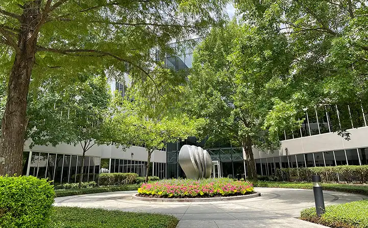 Exterior of the office building at 2001 Timberloch Place in The Woodlands, Texas